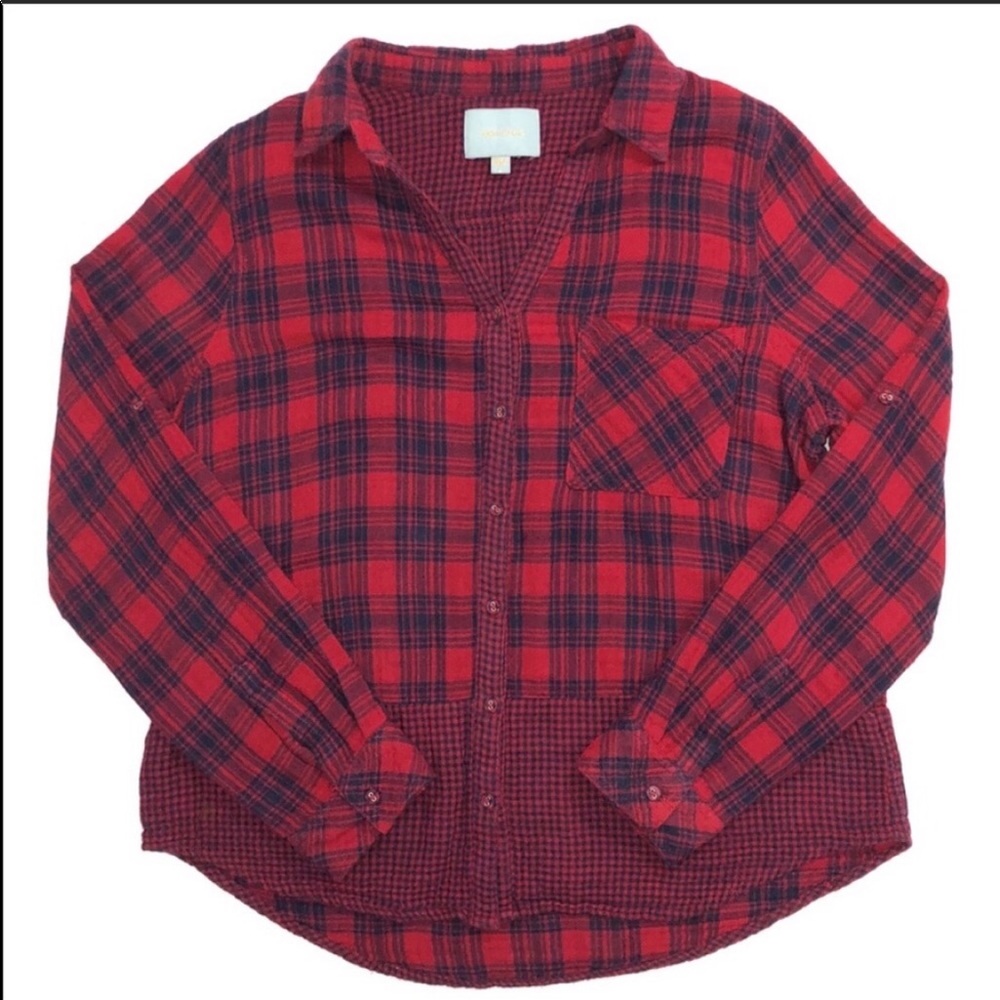 Stitch Fix Skies Are Blue Plaid Button Down Top